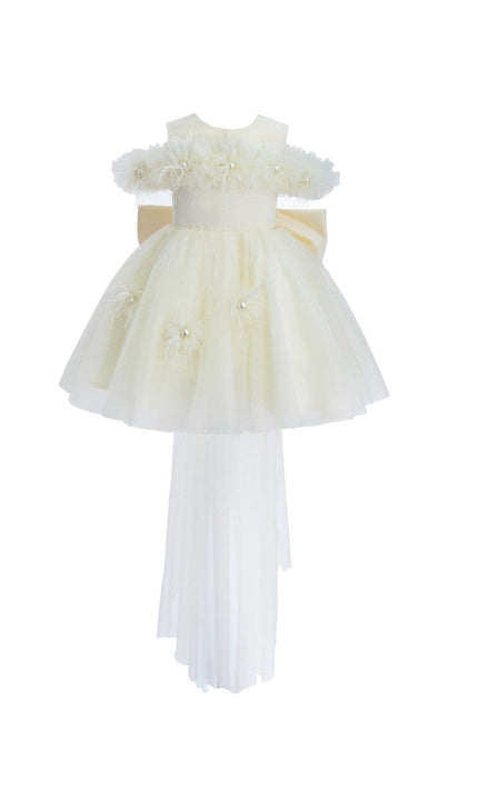 kids atelier tulleen Ivory Floral Tulle Gown