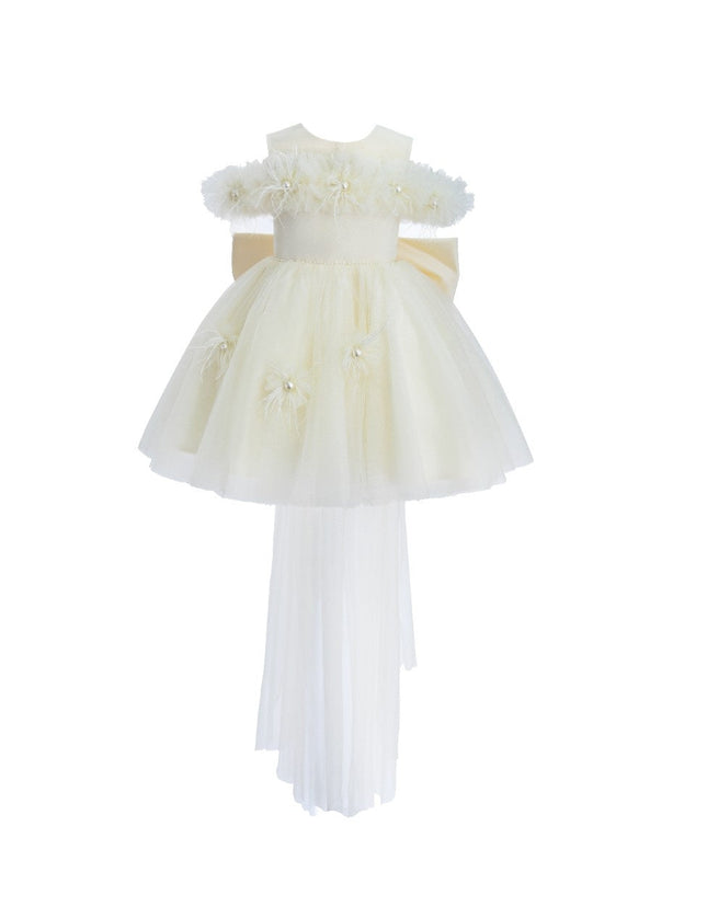 kids atelier tulleen Ivory Floral Tulle Gown