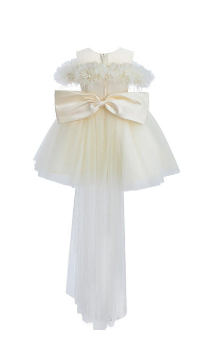 kids atelier tulleen Ivory Floral Tulle Gown