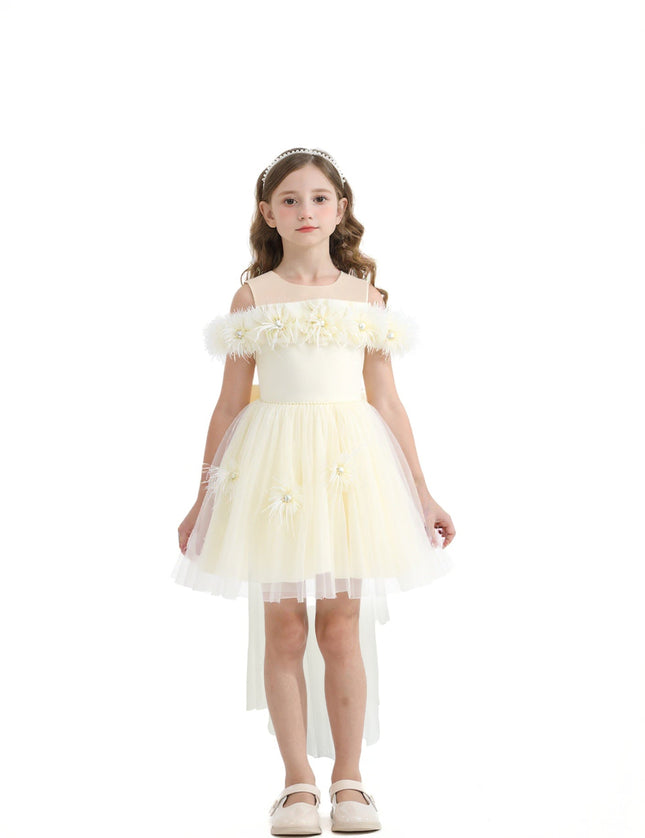 kids atelier tulleen Ivory Floral Tulle Gown