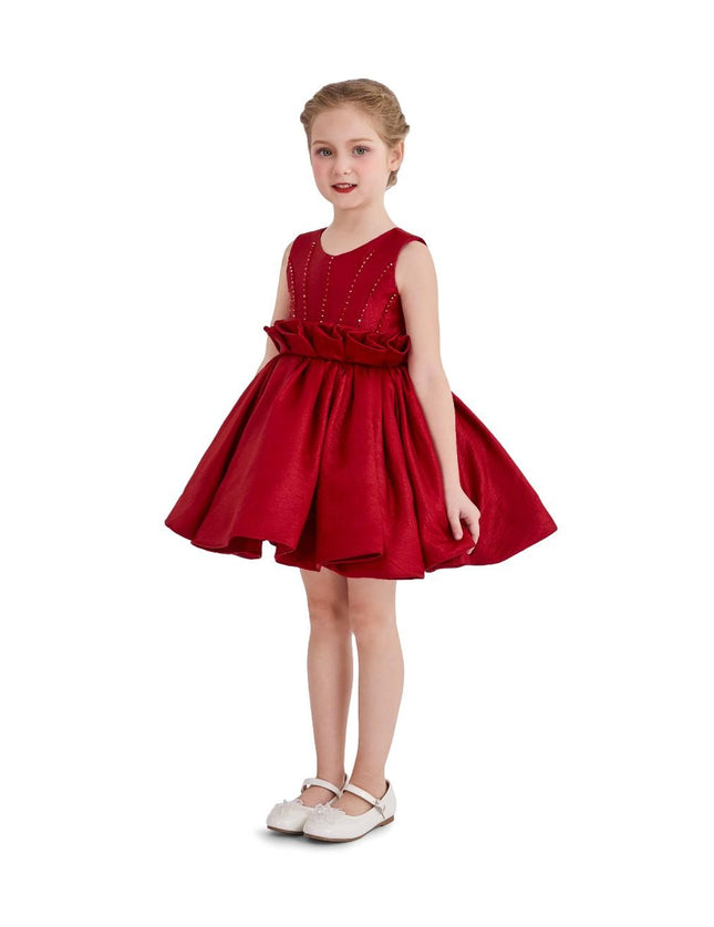 kids atelier tulleen Red Ruffle Waist Formal Dress
