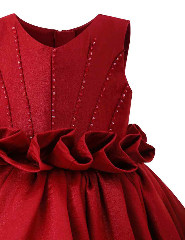 kids atelier tulleen Red Ruffle Waist Formal Dress