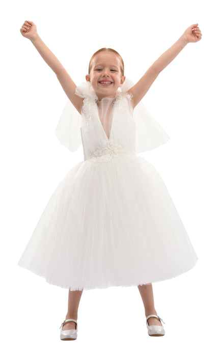 White Aspen Tulle Bow Dress