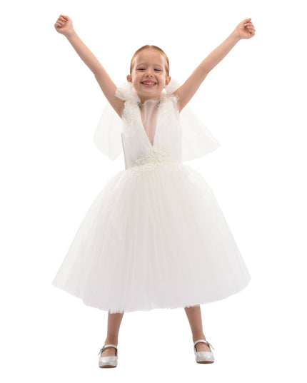 White Aspen Tulle Bow Dress
