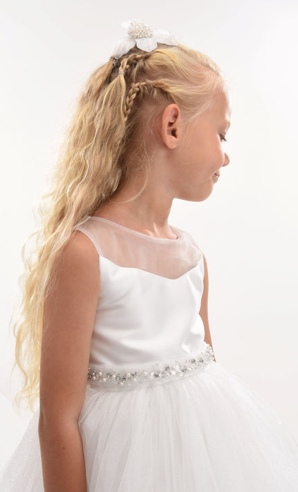 White Sabrina Glitter Tulle Dress