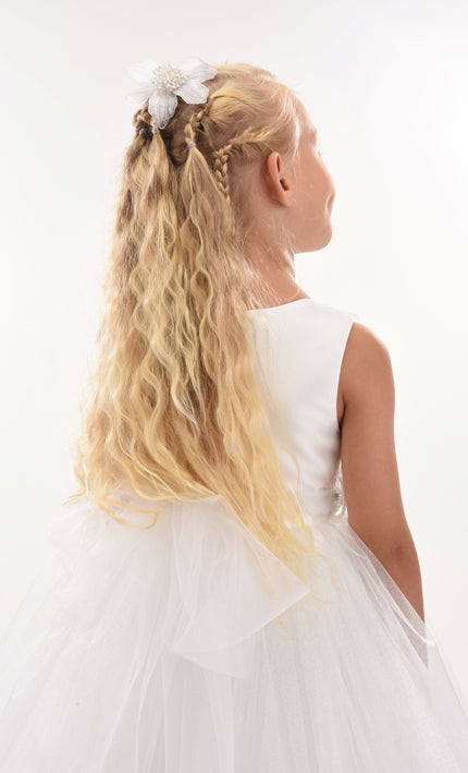 White Sabrina Glitter Tulle Dress