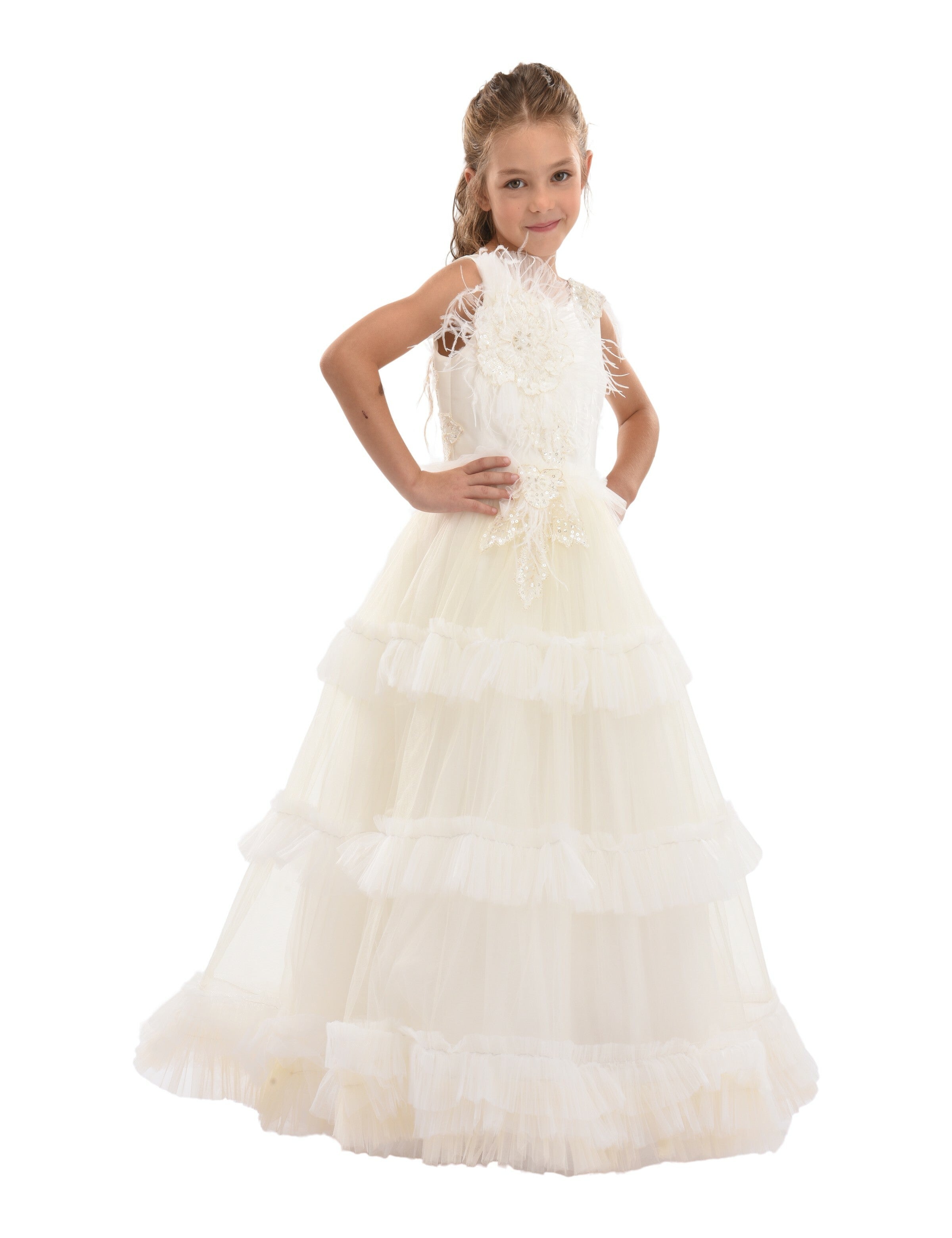Off White Jasmine Tulle Dress 6Y / Ivory Off White Jasmine Tulle Dress 6Y / Ivory