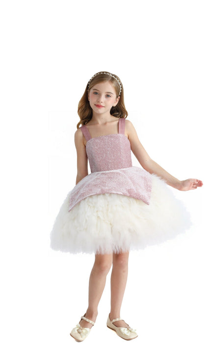 kids atelier tulleen Pink Glitter & Tulle Celebration Dress