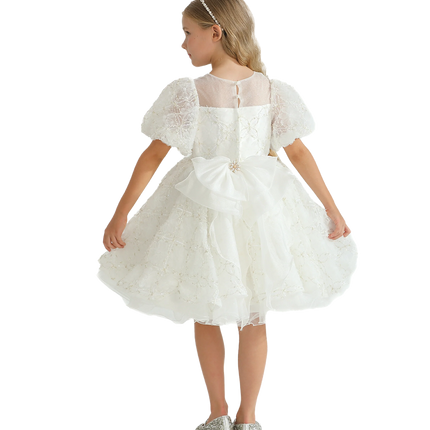 White Laced Tulle Flower Wynfair Dress