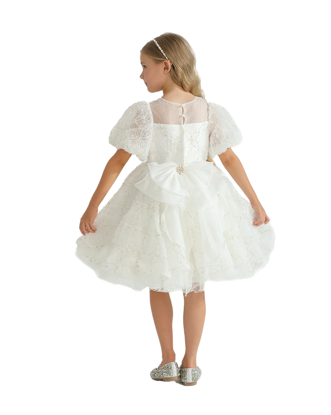 White Laced Tulle Flower Wynfair Dress