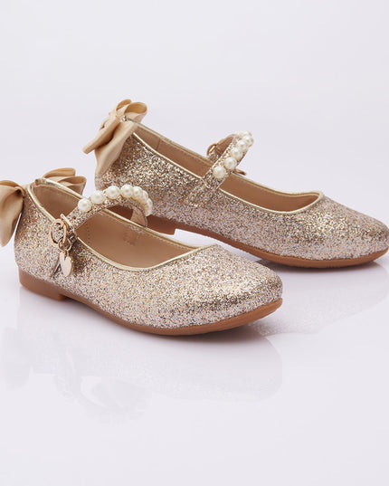 Gold Glitter Bow Flats