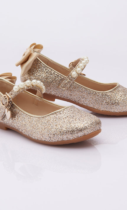 Gold Glitter Bow Flats