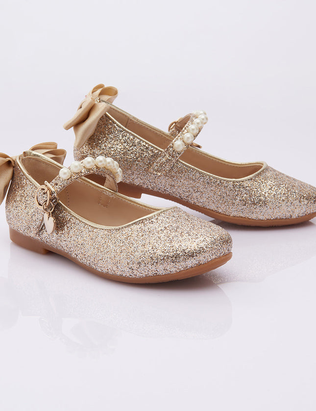 Gold Glitter Bow Flats
