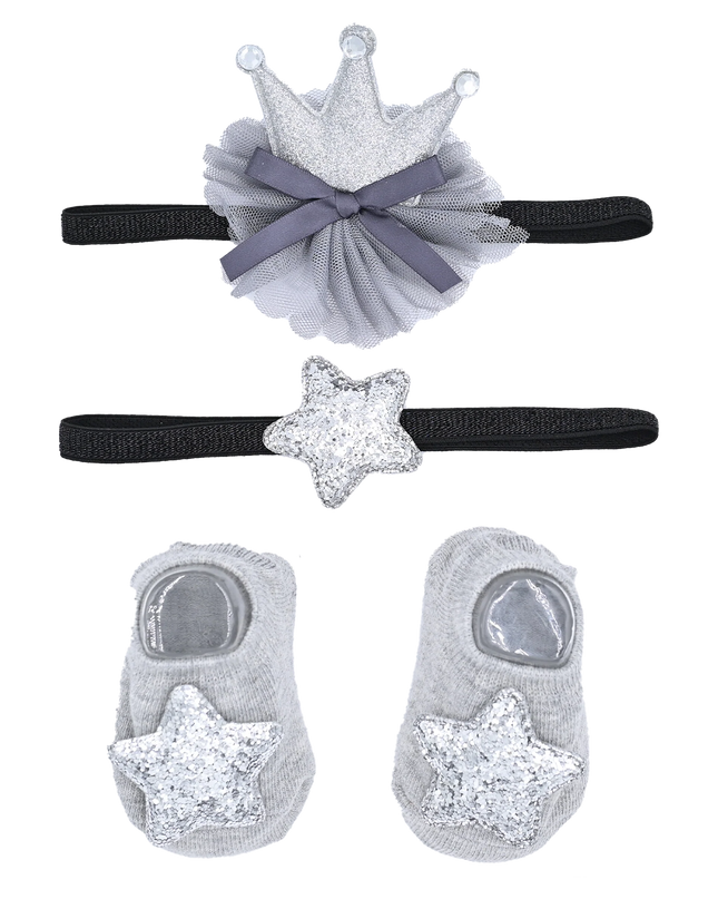 Grey Star and Bow Crown Gift Set