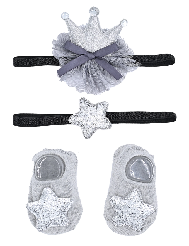 Grey Star and Bow Crown Gift Set