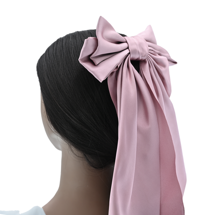 Tulleen-THC25002-Satin Ribbon Flowing Bow Hairclip