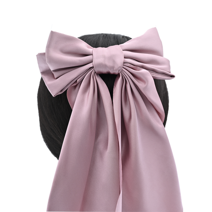 Tulleen-THC25002-Satin Ribbon Flowing Bow Hairclip