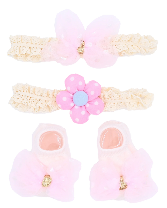 Pink Bow Gold Accent Flower Gift Set