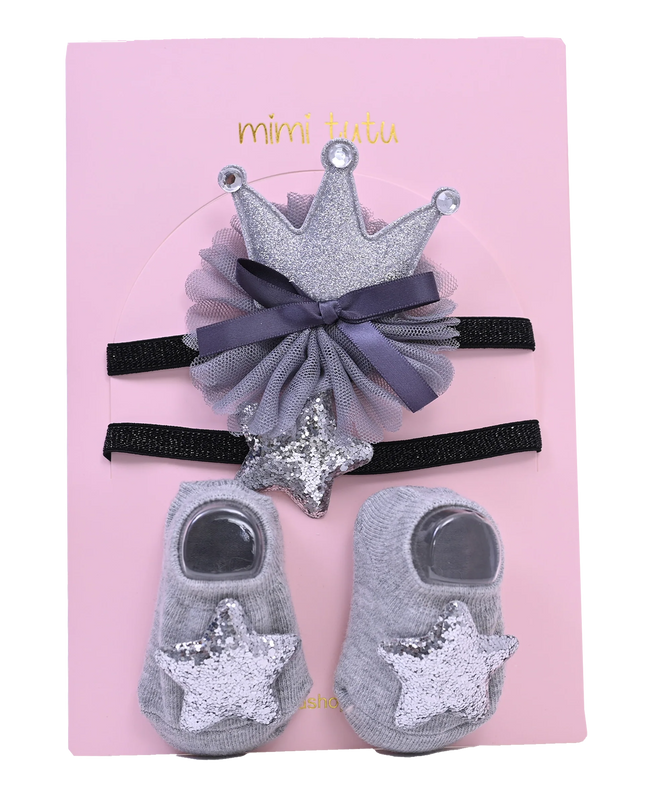 Grey Star and Bow Crown Gift Set