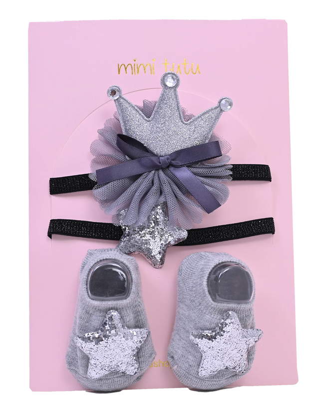 Grey Star and Bow Crown Gift Set