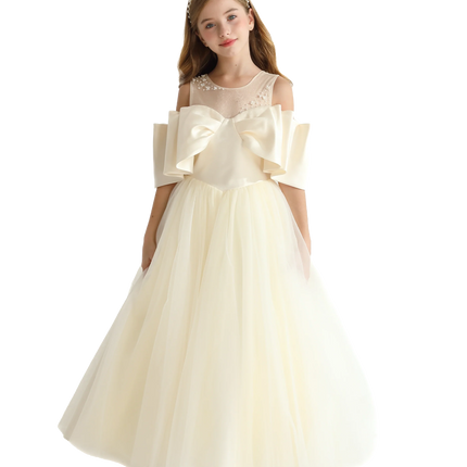 Champagne Tulle Bow Amica Dress