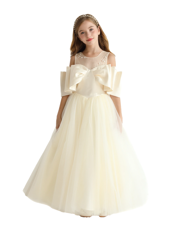 Champagne Tulle Bow Amica Dress
