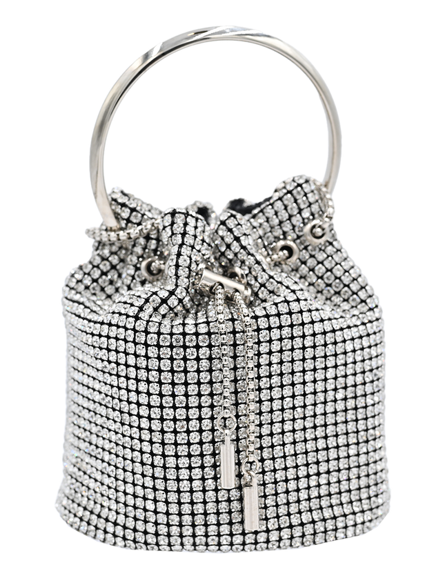 Silver Rhinestone Chain Buckle Purse