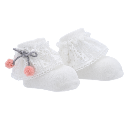 Laced Pom Pom Socks Set