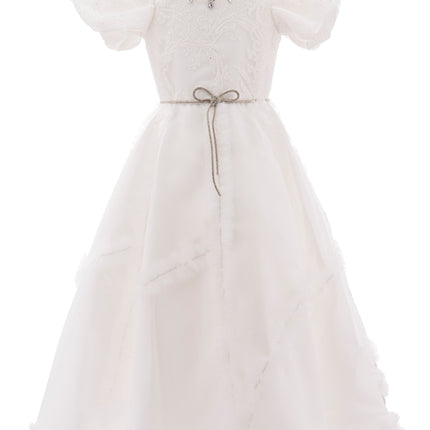 White Raineri Gem Shimmer Overlay Dress