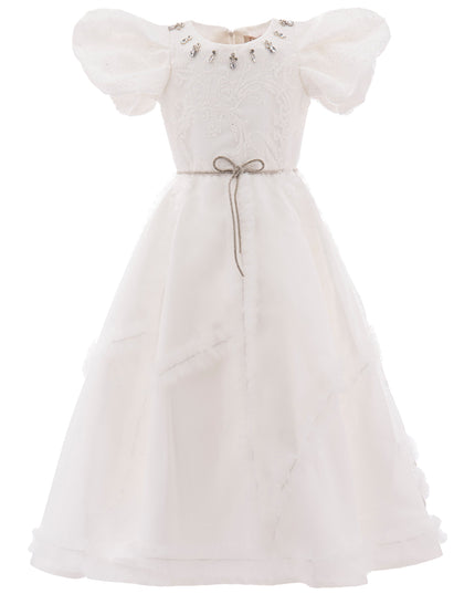 White Raineri Gem Shimmer Overlay Dress