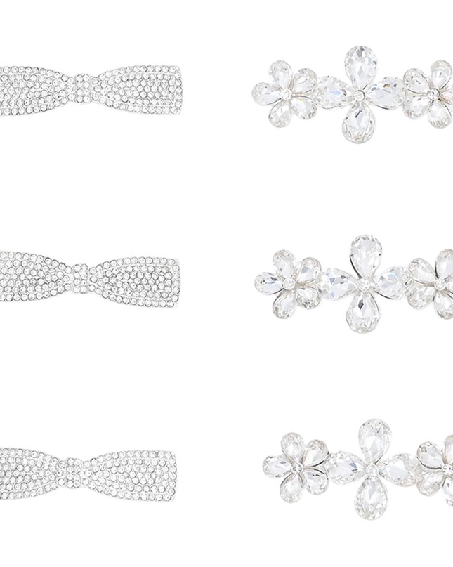 Crystal Bow & Daisy Hairclip Set