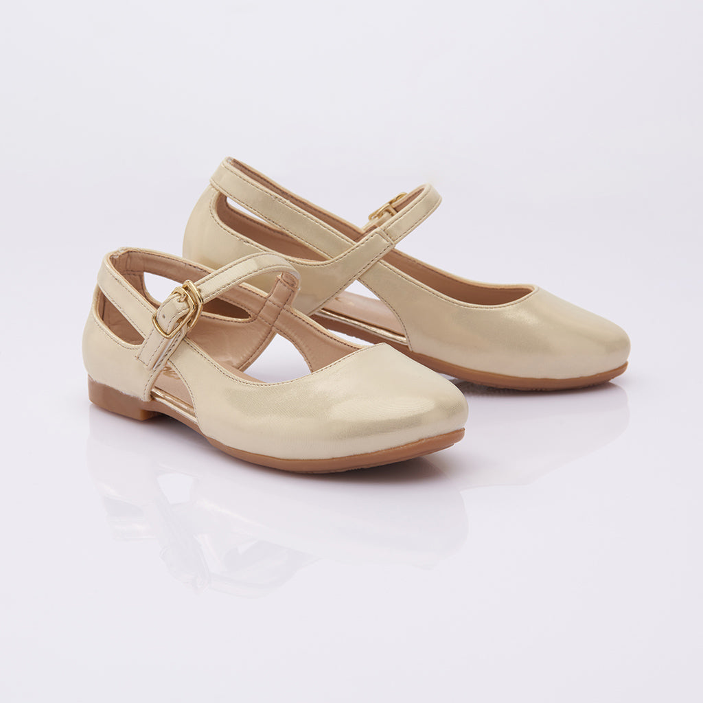 toddler gold dress shoes Gold Leather Girl T-Bar Shoes