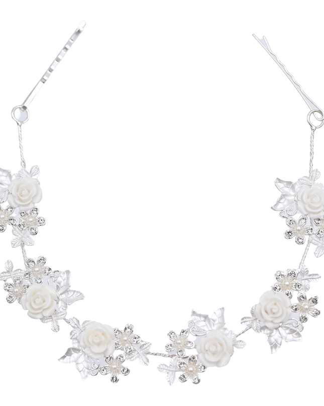 Crystal White Floral Garland Hair Vine