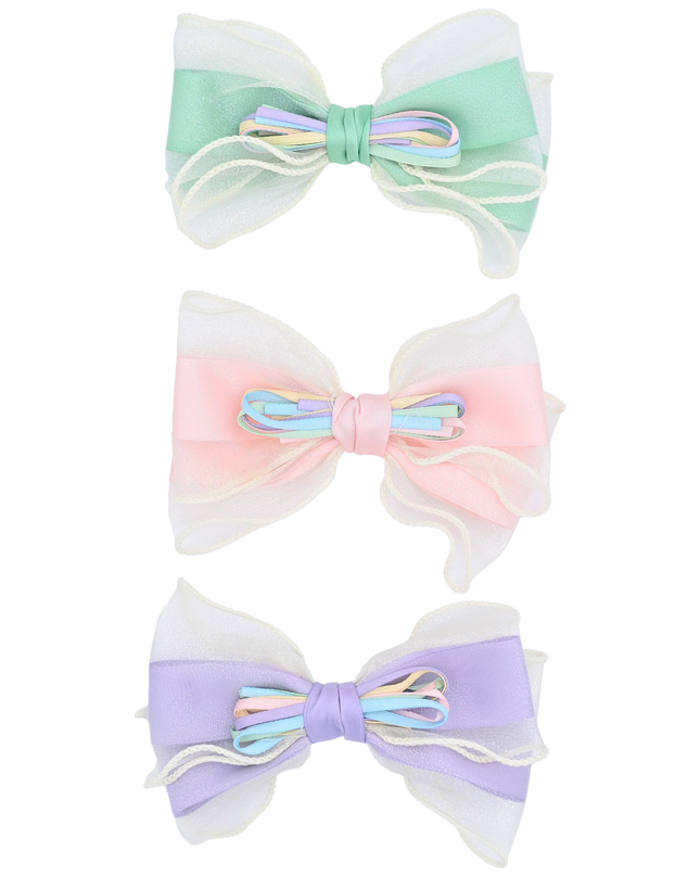 Multicolor Ribbon Bow Hairclip Set