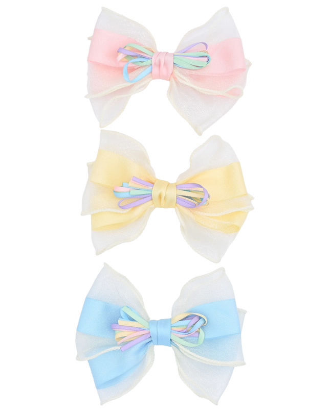 Multicolor Ribbon Bow Hairclip Set