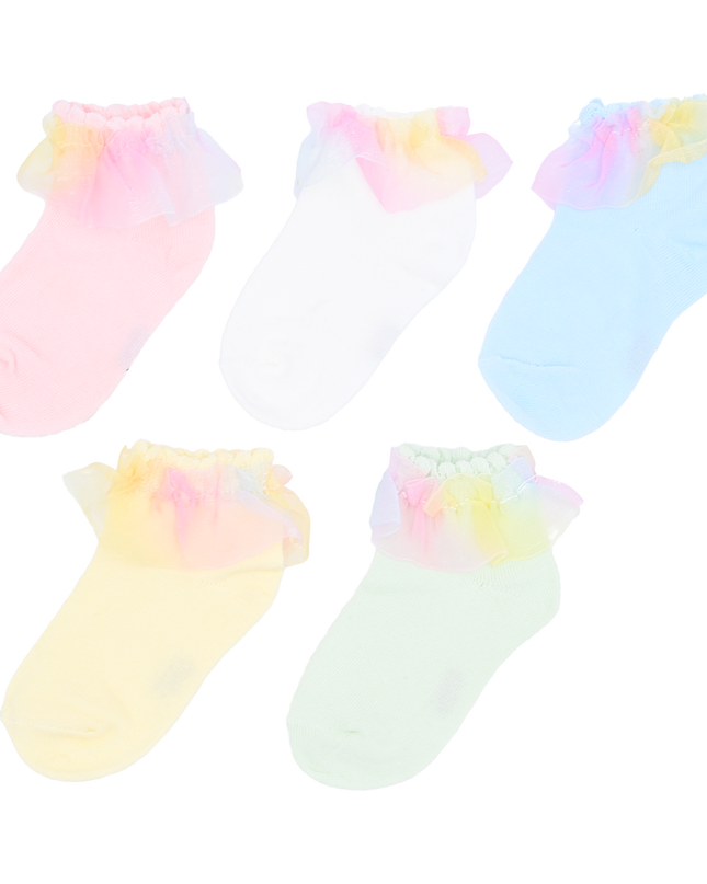 Rainbow Ruffle Cotton Socks Set
