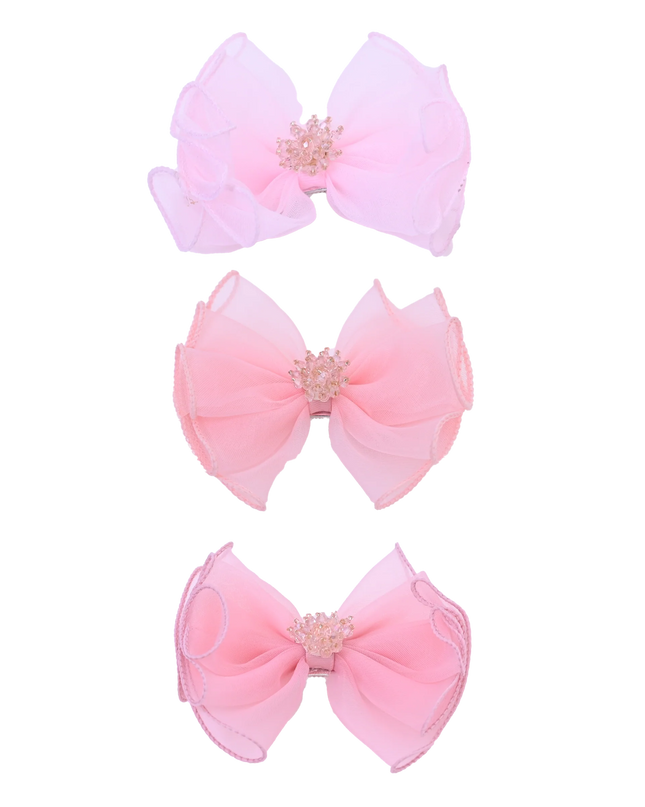 Multicolor Crystal Flower Bow Hairclip Set