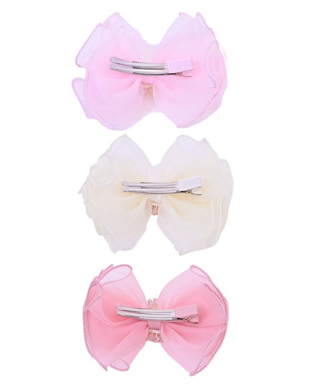 Multicolor Crystal Flower Bow Hairclip Set