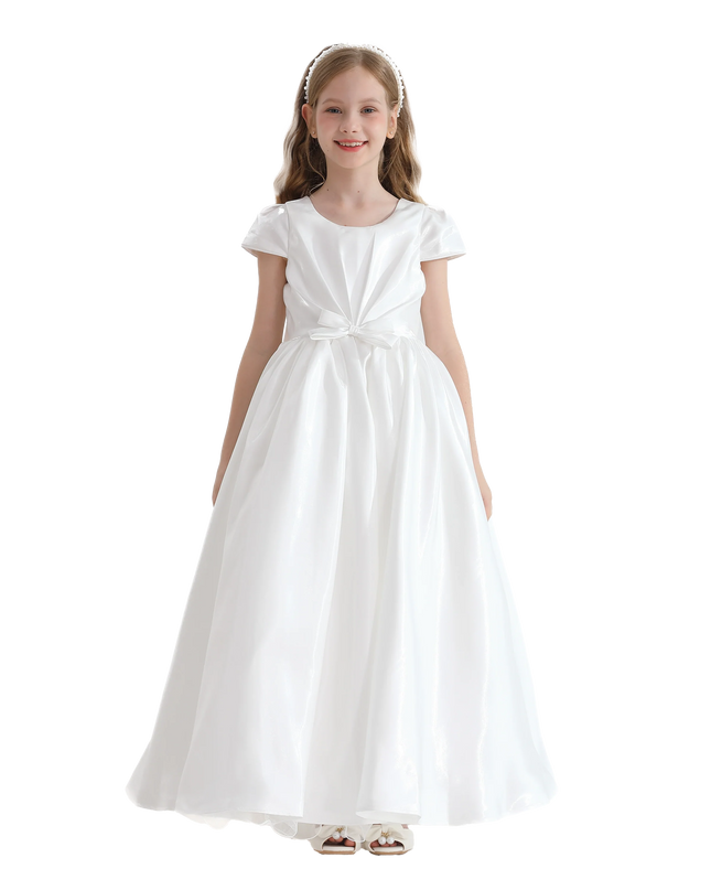 White Bow Long Brea Dress