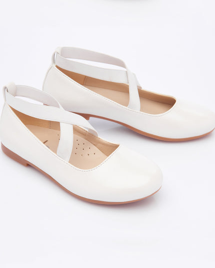 White Satin Ballerina Flats - Main Image