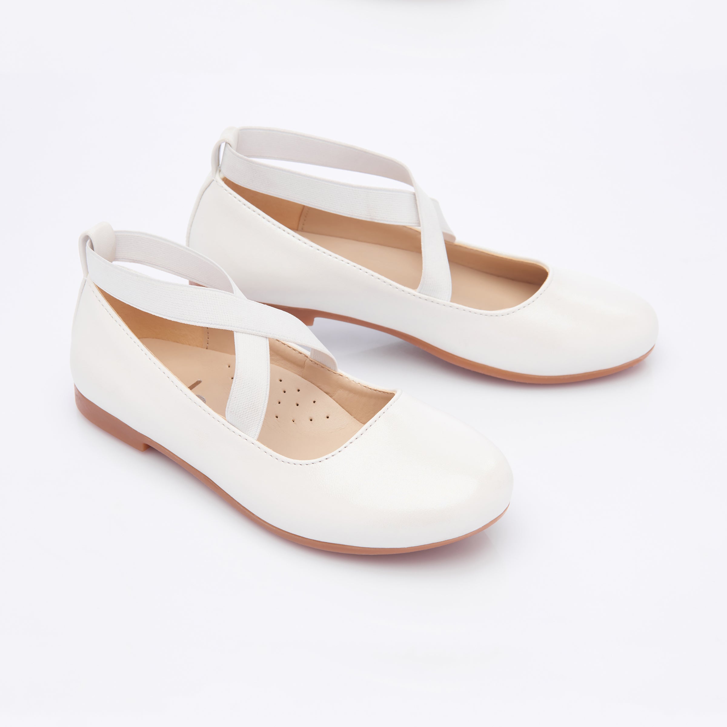 White Satin Ballerina Flats