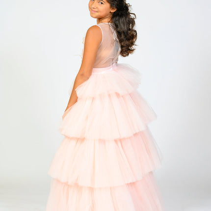 Pink Camellia Tiered Tulle Dress