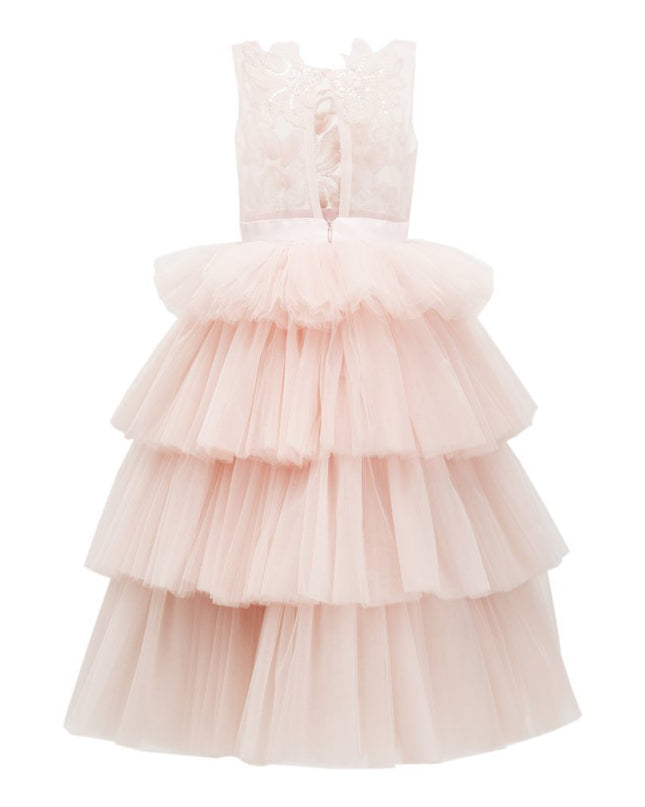 Pink Camellia Tiered Tulle Dress