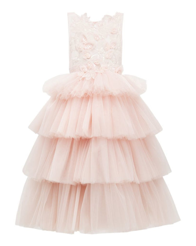 Pink Camellia Tiered Tulle Dress