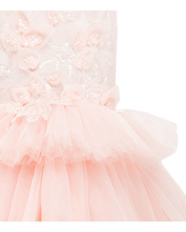 Pink Camellia Tiered Tulle Dress