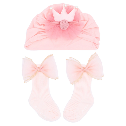 Pink Bow and Flower Crown Gift Set