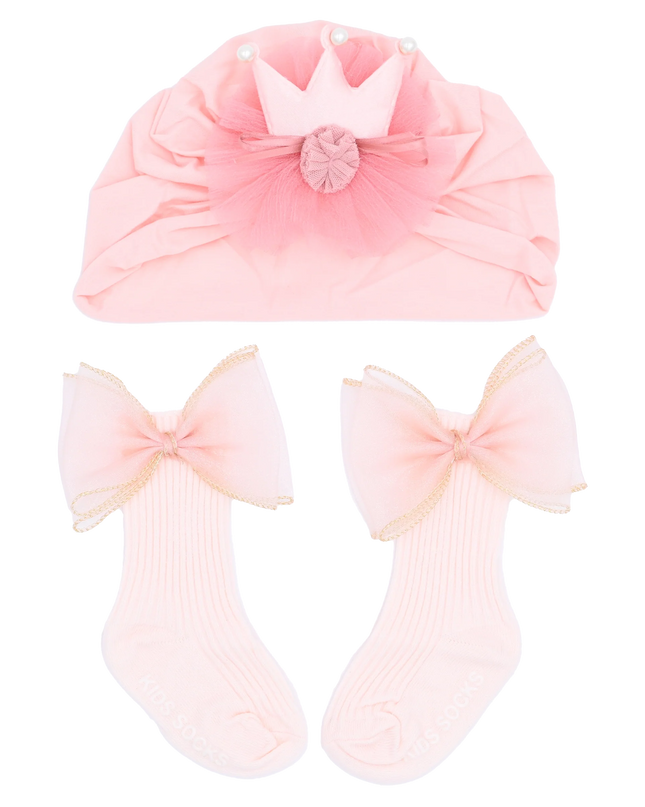 Pink Bow and Flower Crown Gift Set