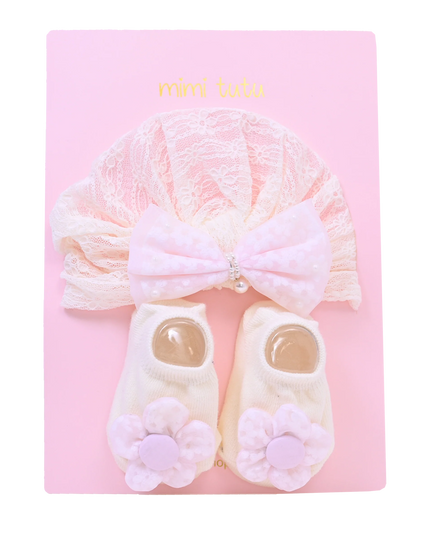 Pink Bow and Flower White Gift Set
