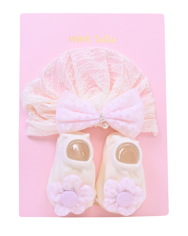 Pink Bow and Flower White Gift Set