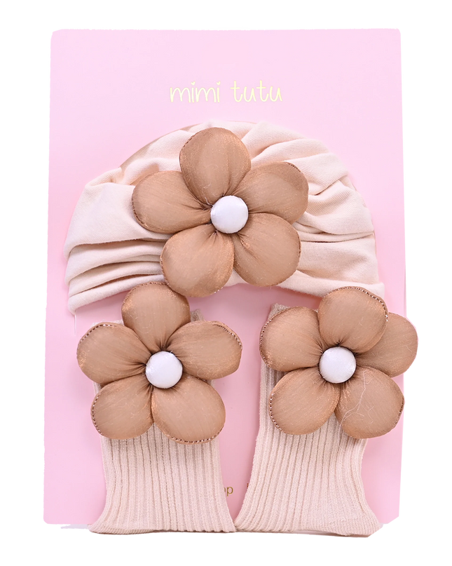 Brown Flower Beige Accent Gift Set